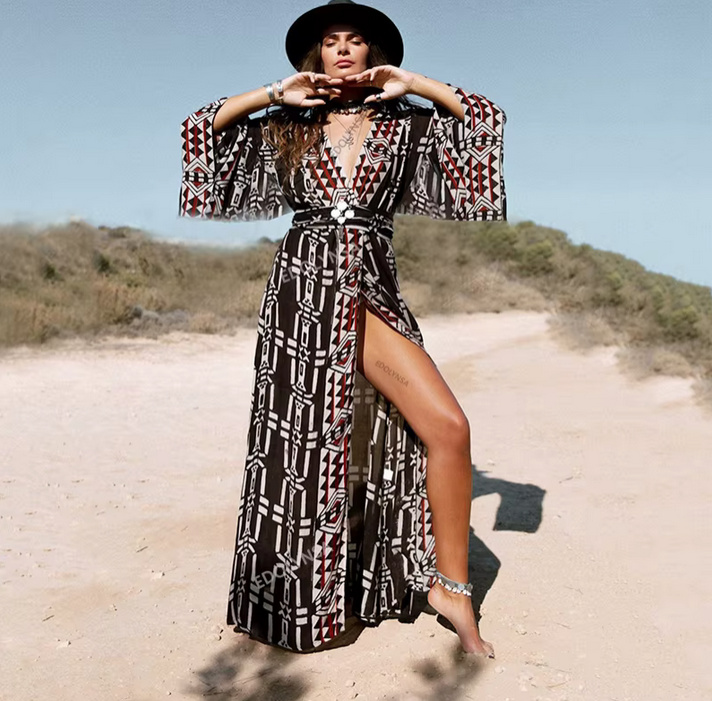 Kimono Style Boho Cover Up Strandkleid 2025 Thassia zum Binden