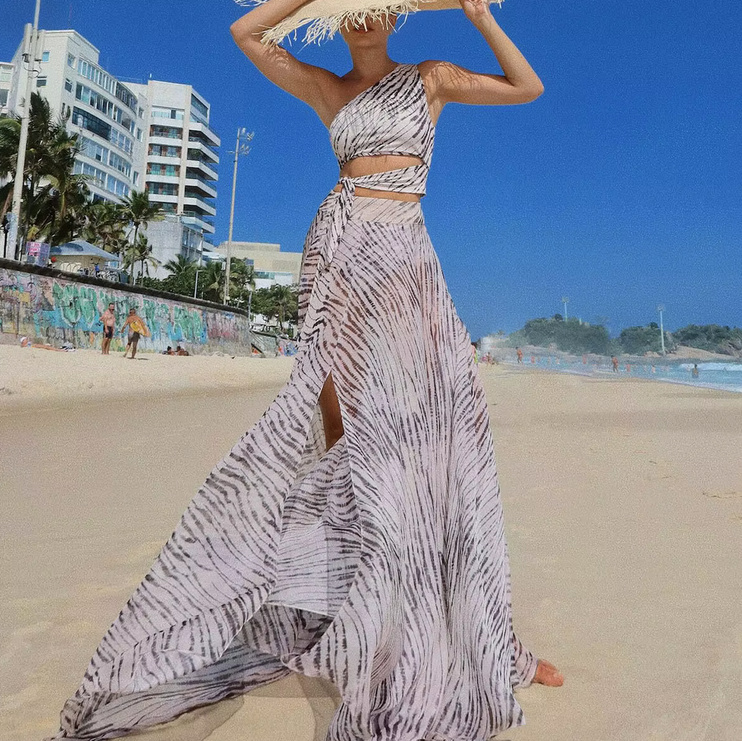 One Shoulder Bikini Set 2025 Dreiteilig mit Rock