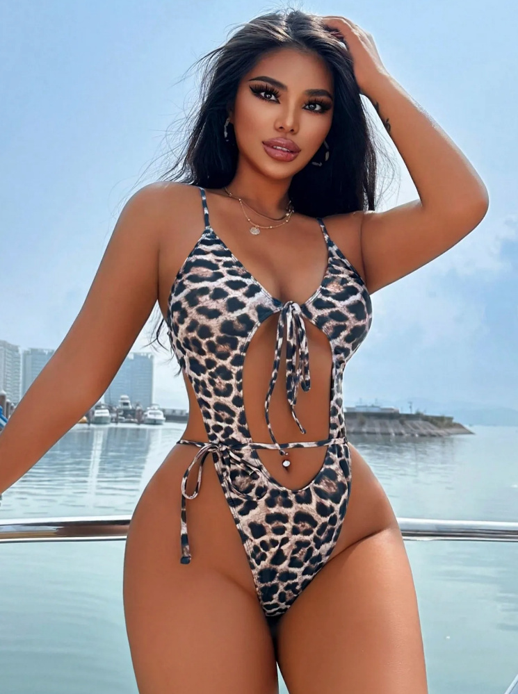 Sexy Leo Print Badeanzug 2025 Shirin Schwarz