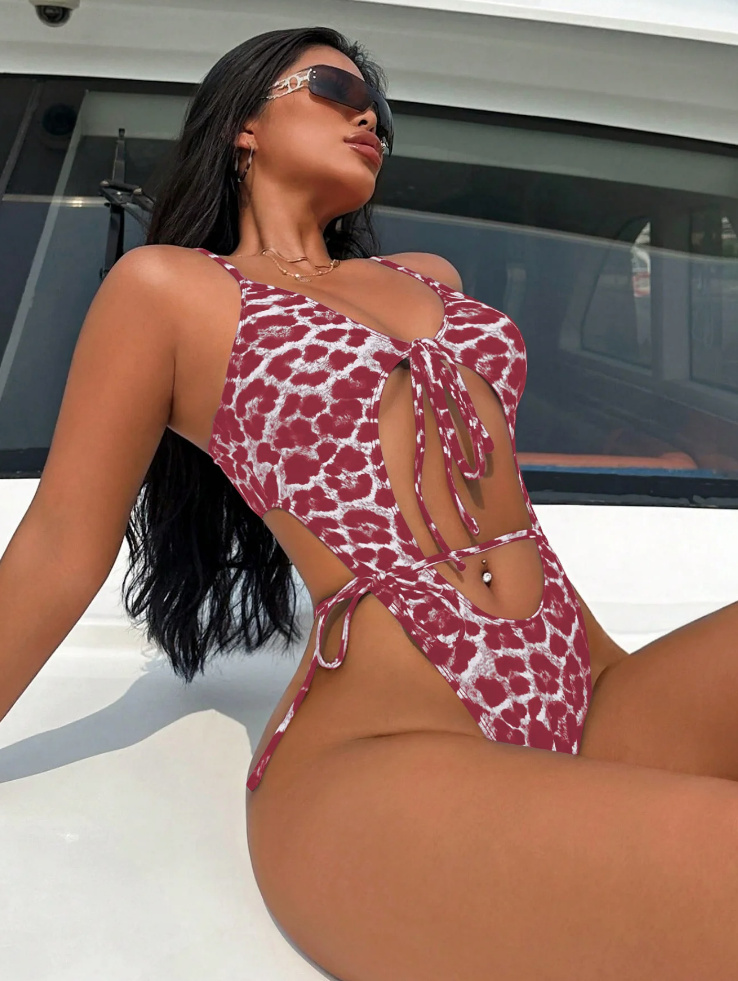 Sexy Leo Print Badeanzug 2025 Shirin Rot