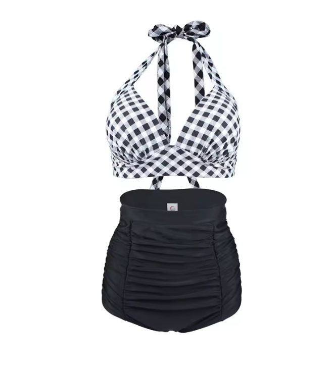 Pin Up Style Halterneck Bikini 2025 Sanoe Schwarz Weiß Kariert