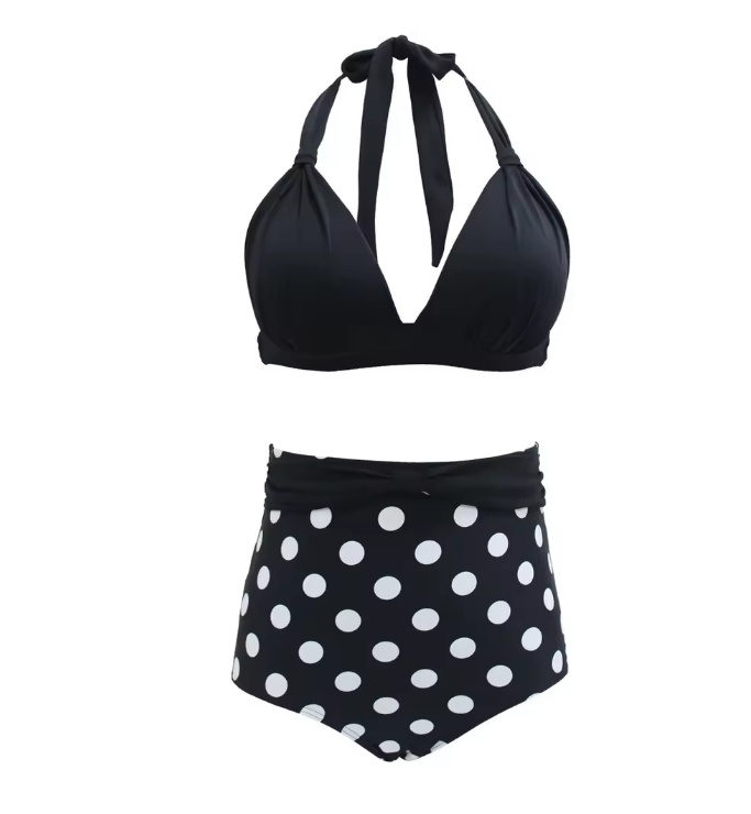 Pin Up Style Halterneck Bikini 2025 Selma Schwarz Gepunktet