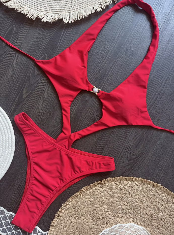 Sexy Neckholder Monokini 2025 in Rot