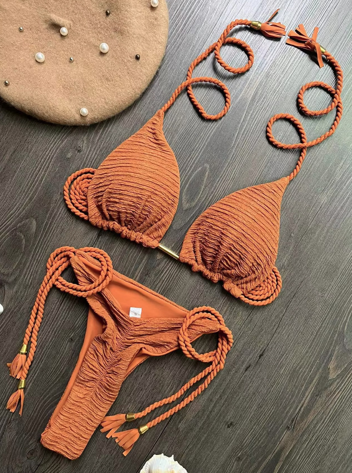 Halterneck Tanga Bikini 2025 in Orange
