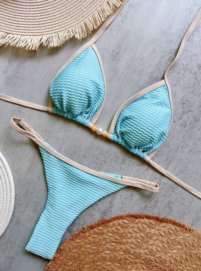 Halterneck Tanga Bikini 2025 Susann Hellblau