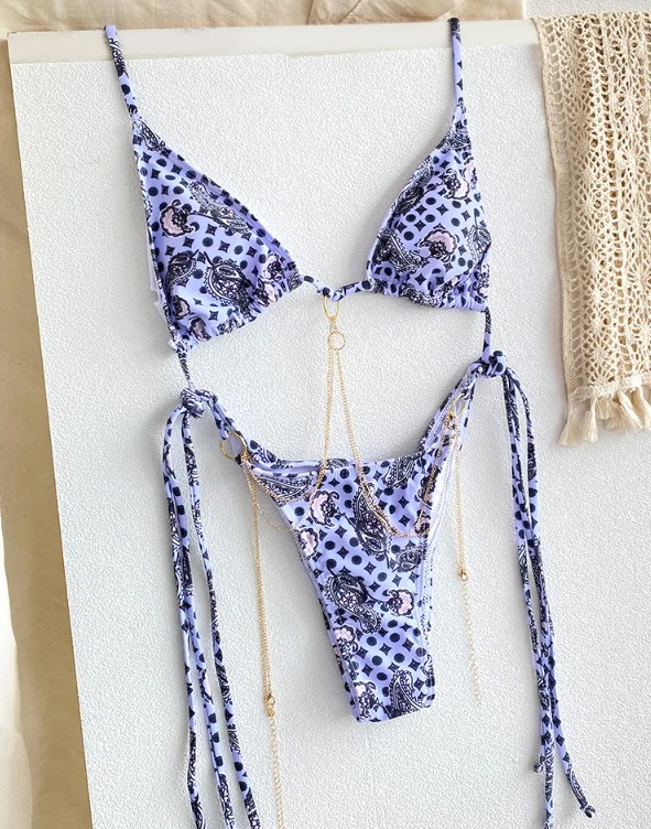 Sexy Halterneck Bikini 2025 Susanna Blau mit Kette