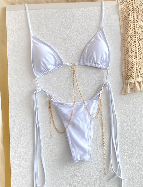 Sexy Halterneck Bikini 2025 Susanna Weiß mit Kette
