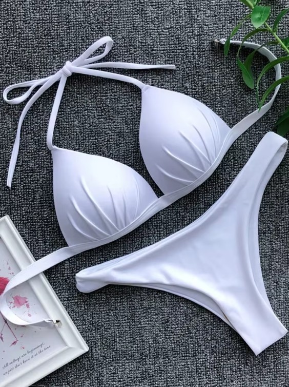  Halterneck Push Up Bikini 2025 Sakura in Weiß