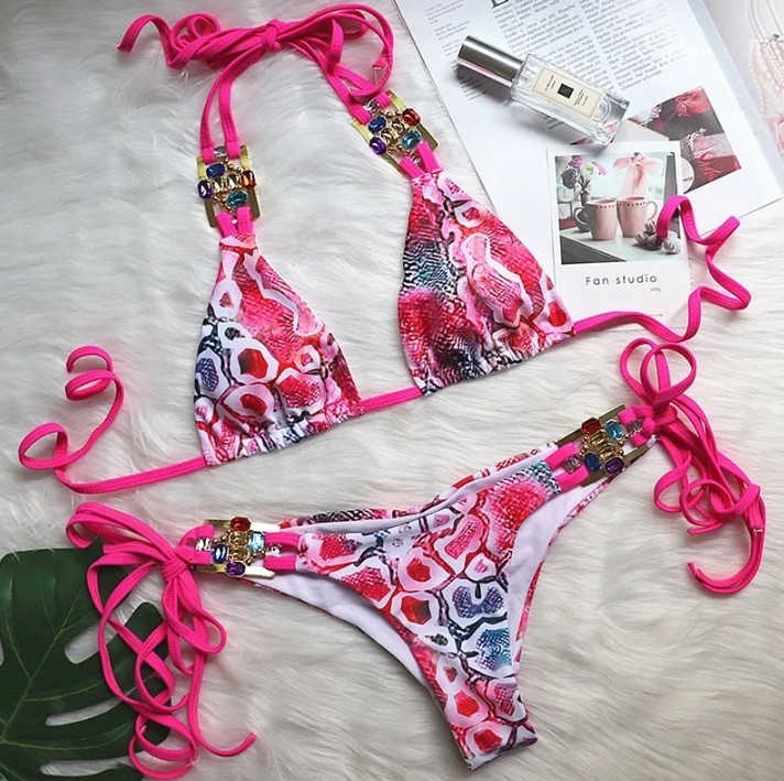  Halterneck Strass Bikini 2025 Sidney in Pink