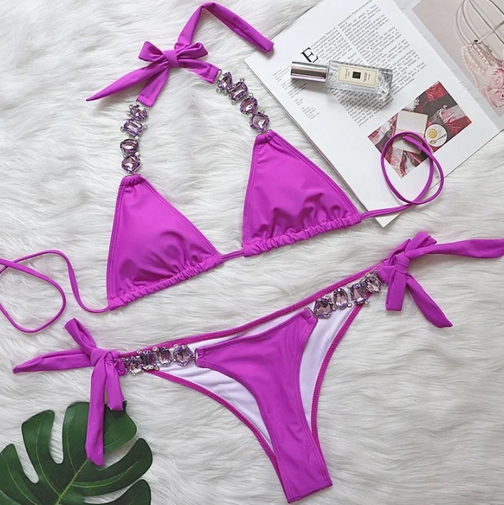  Halterneck Strass Bikini 2025 Sidney in Pink