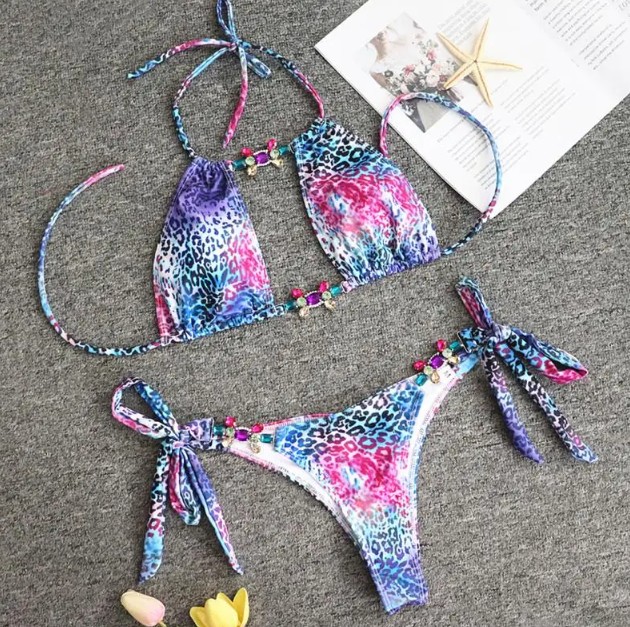 Halterneck Bikini 2025 mit Leo Muster Bunt