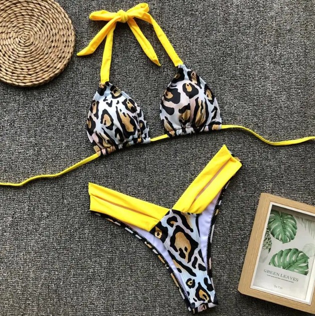 Halterneck Leopard Print Brazilian Bikini 2025 Sam Gelb
