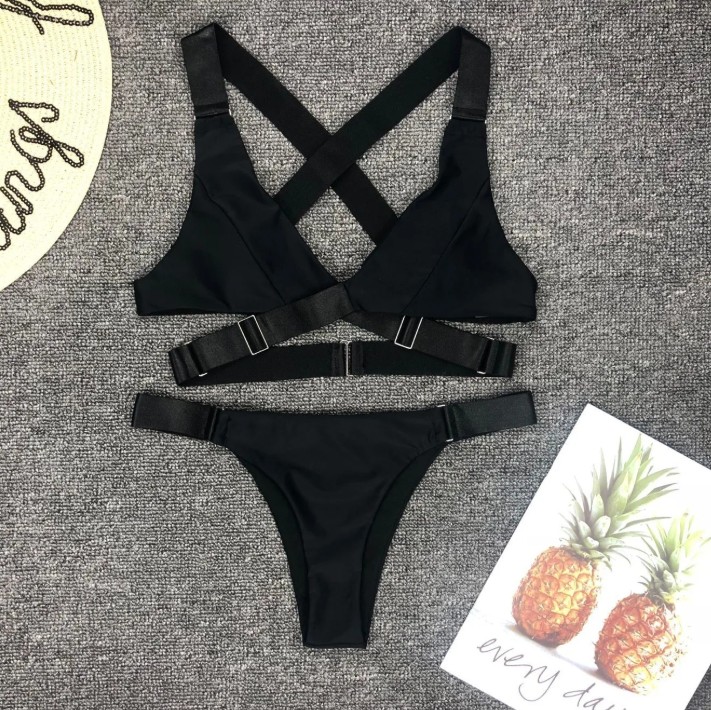 Kreuzträger Samt Bikini 2025 in Schwarz
