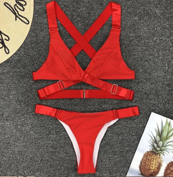 Kreuzträger Samt Bikini 2025 in Rot