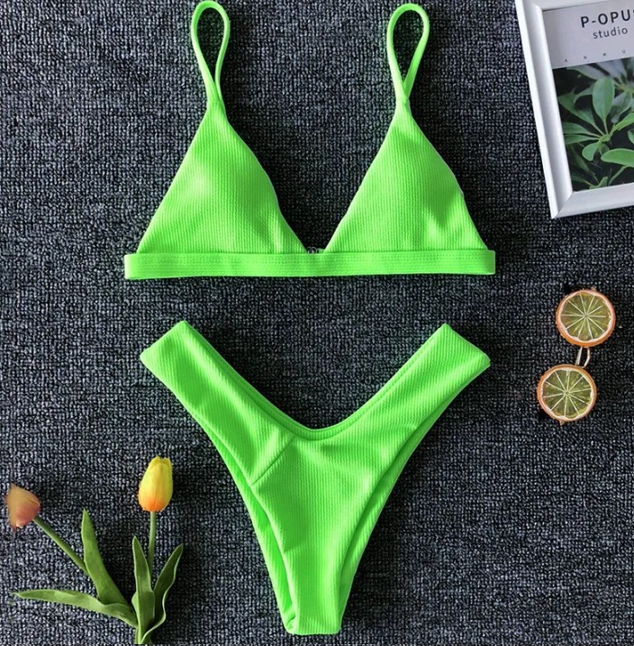 Triangle Bikini 2025 Signe mit Hohe Taille Neon Grün
