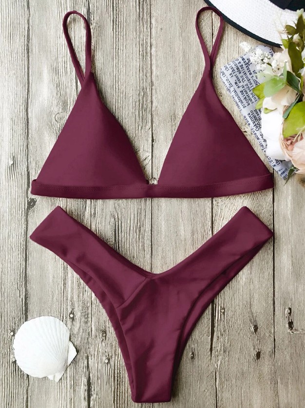 Triangle Bikini 2025 Signe mit Hohe Taille Weinrot