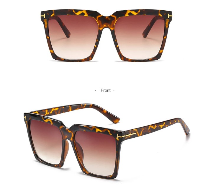 Oversize Damen Sonnenbrille Shari Quadratisch Leopard Muster