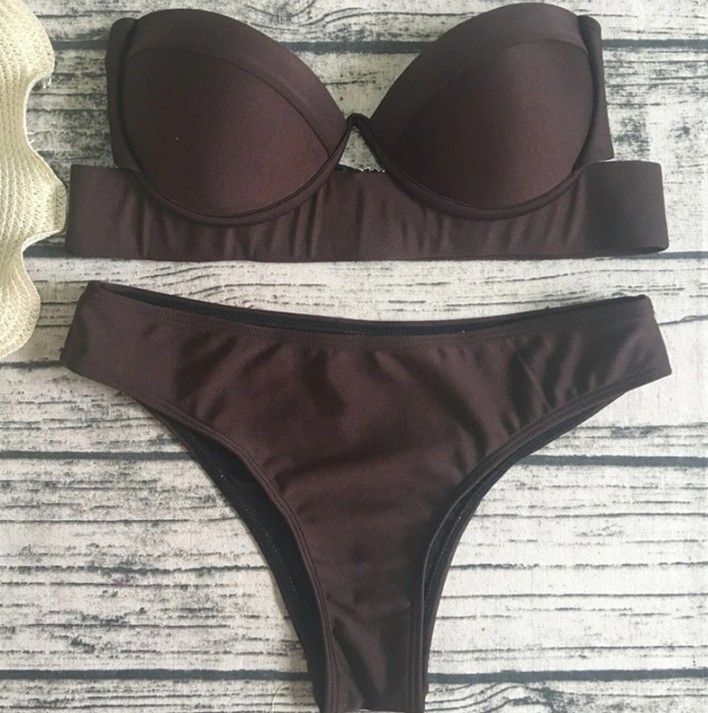 Bandeau Push Up Bikini Sigrid in Braun