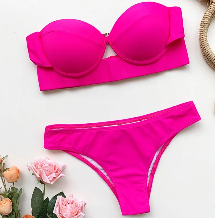 Bandeau Push Up Bikini Sigrid in Pink