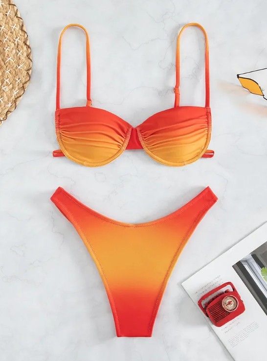 Brasilianischer Push Up Bikini Sita Orange mit Ombre