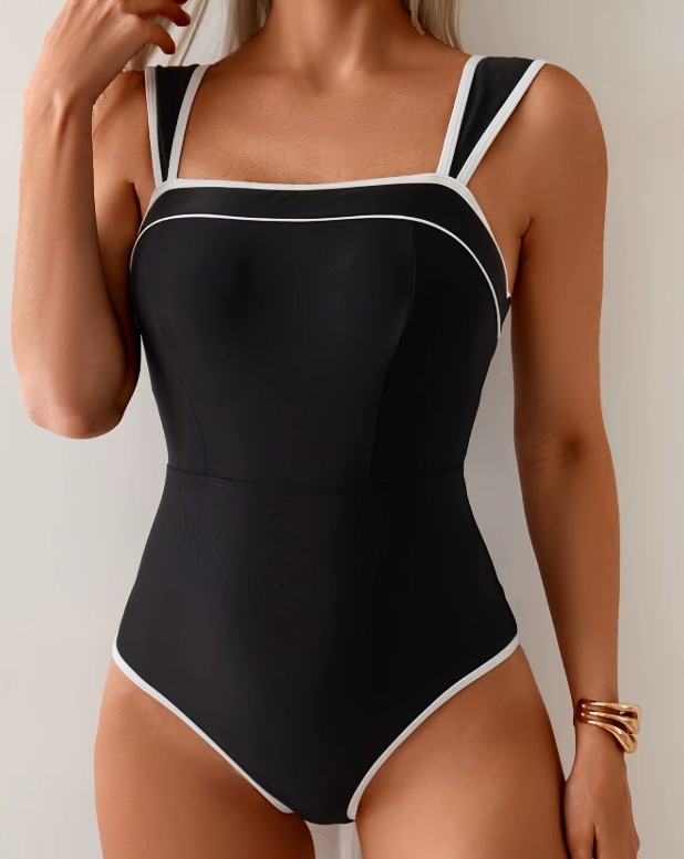 Vintage Style Badeanzug Shayenne Schwarz mit Applikationen