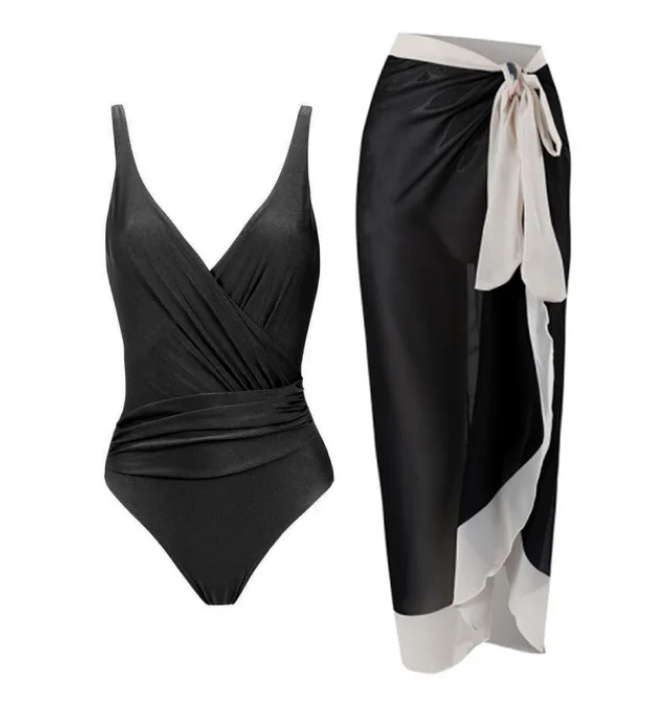 Damen Badeanzug Zumera Schwarz mit Rock im Set