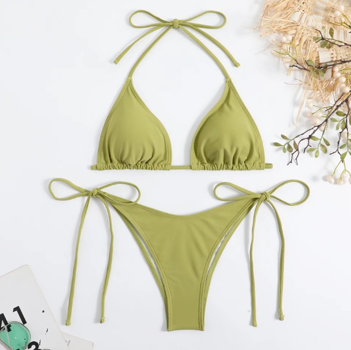  Halterneck Bikini Saviya zum Binden in Grün