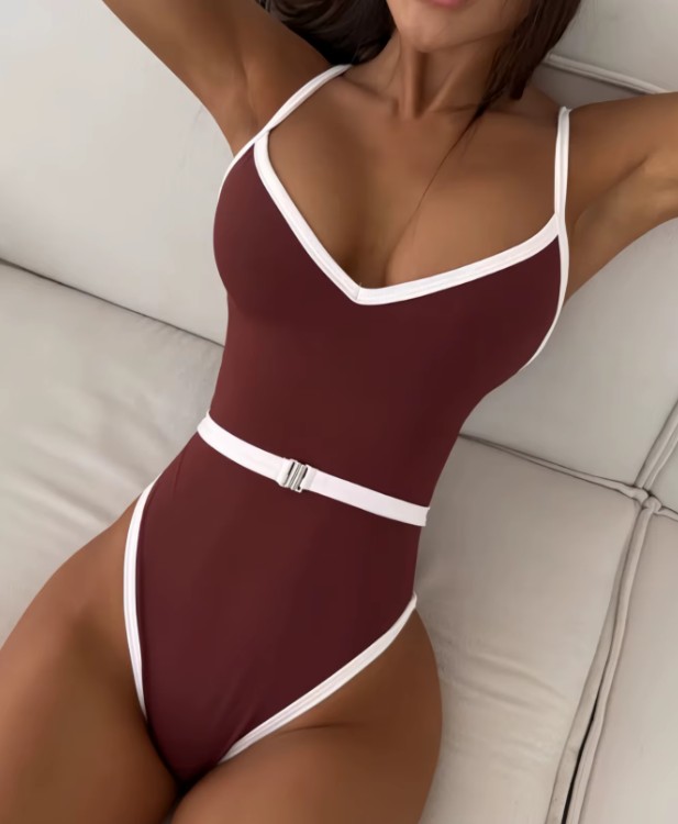 Sexy Monokini Badeanzug Saida Weinrot
