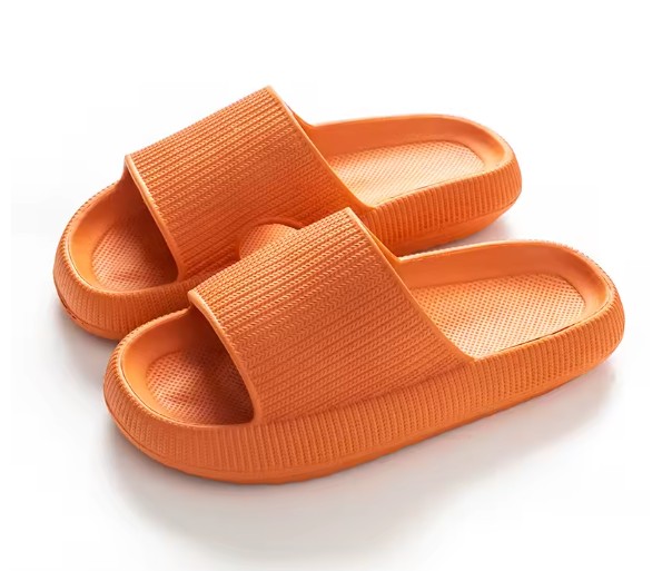 Damen Plateau Sommerschuhe Orange mit dicker Sohle – Rutschfeste EVA Slipper für Strand & Freizeit bis Gr43
