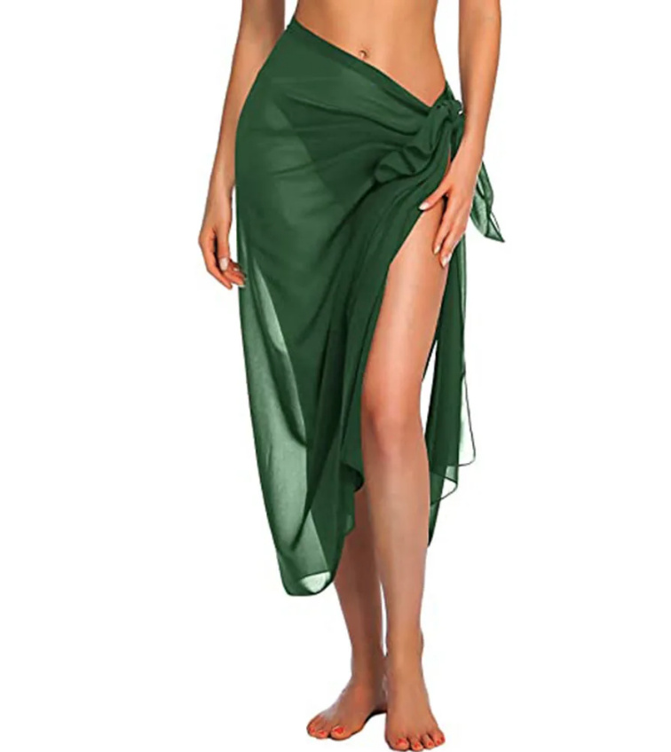 Chiffon Sarong Beach Coverup Dunkelgrün