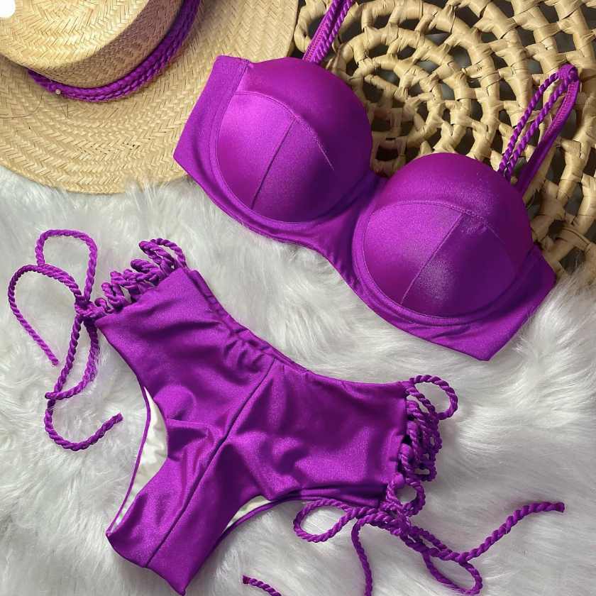 High-Waist Push Up Samt Bikini Yentl Lila