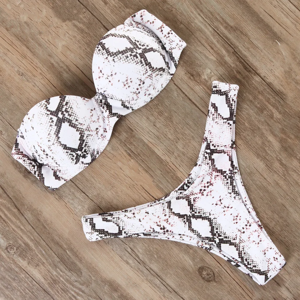 Bandeau Brazilian Bikini mit Schlangenmuster Agnes