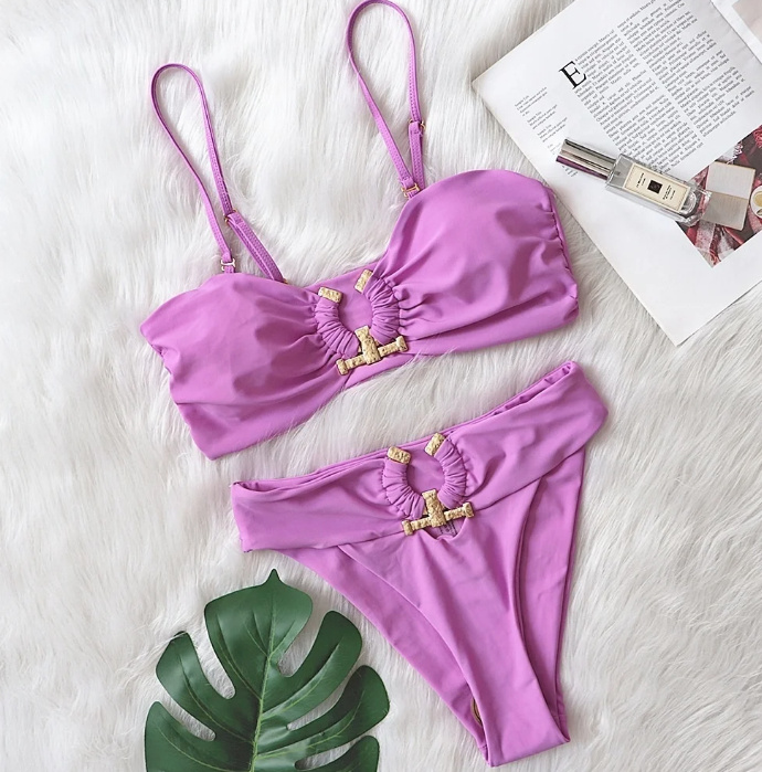 Sexy Push Up Bikini Yohanna mit Hohe Taille in Pink