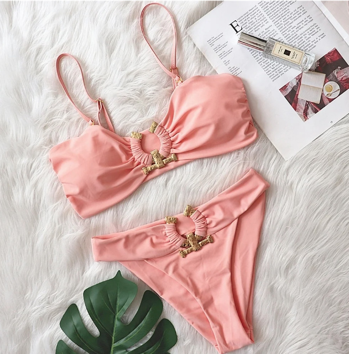 Sexy Push Up Bikini Yohanna mit Hohe Taille Aprico