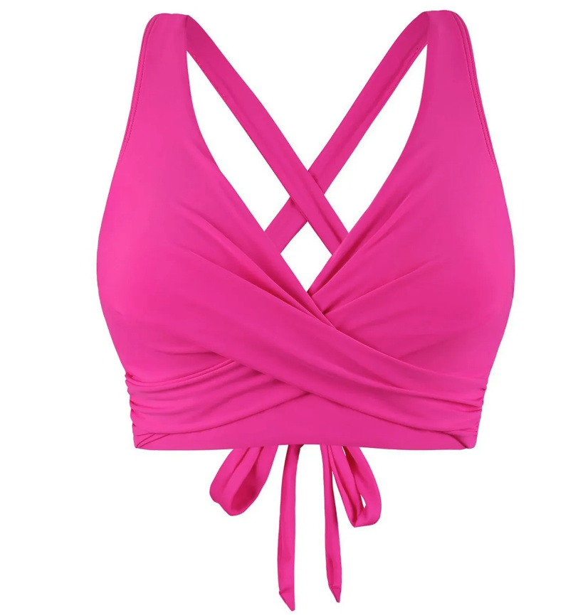 Kreuzträger Bikini Oberteil Top in Pink