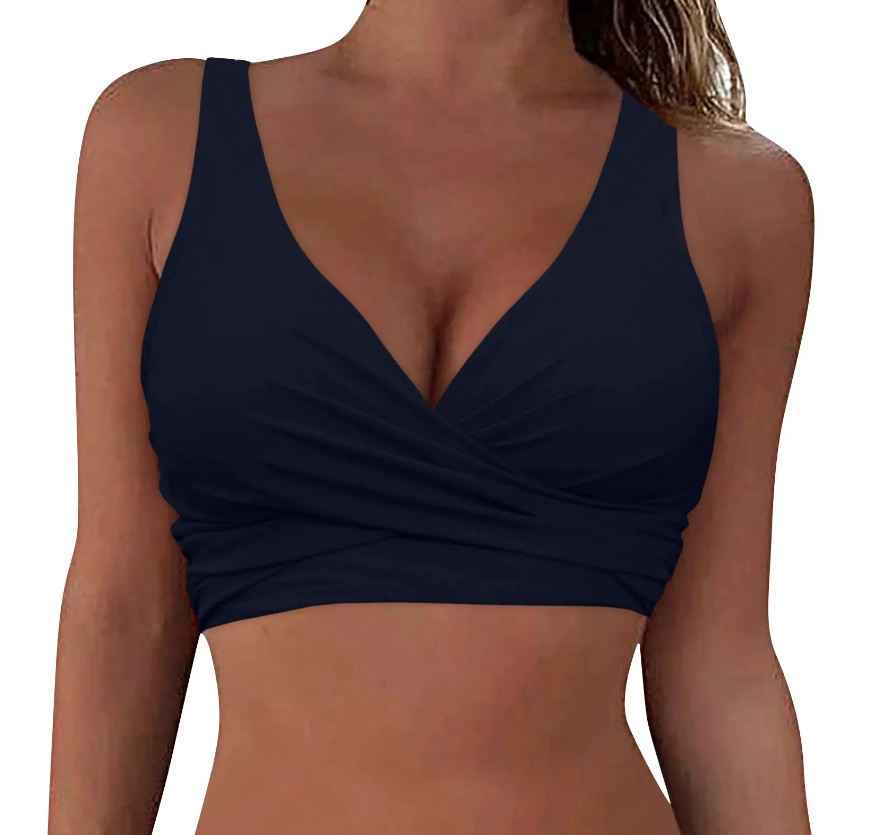 Kreuzträger Bikini Oberteil Top in Marineblau