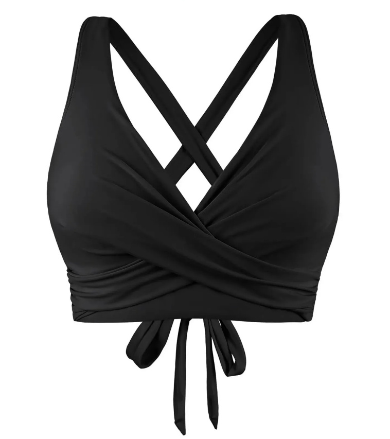Kreuzträger Bikini Oberteil Top in Schwarz
