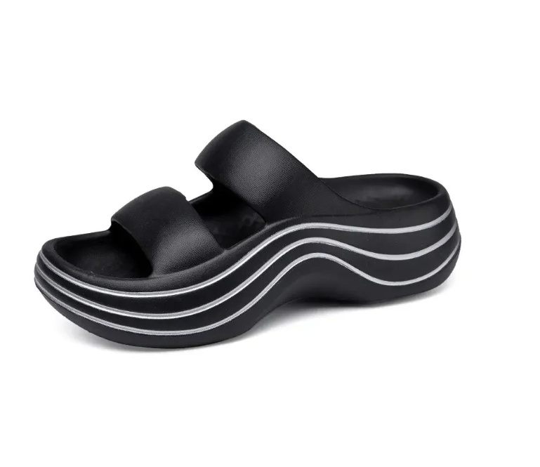 Plateau Damen Clogs Sommerschuhe Schwarz