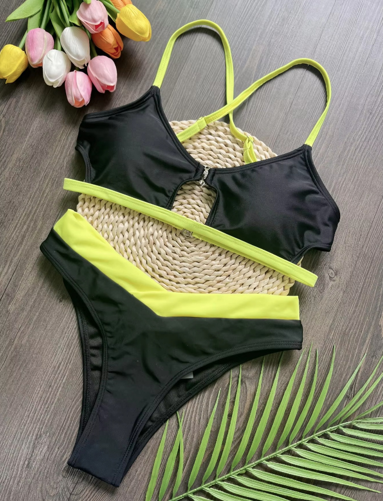 Sexy Push Up Bikini Vaclava in Schwarz Grün