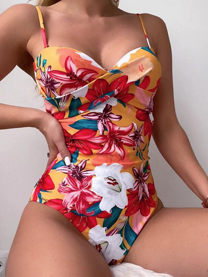 Spaghettiträger Push Up Badeanzug 2025 Verenice mit Blumenmuster