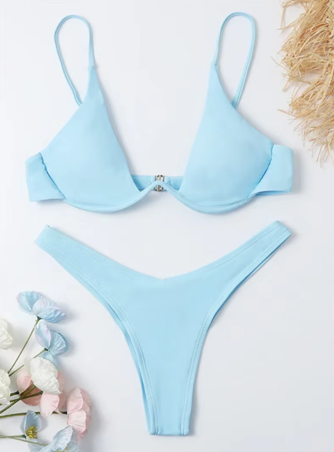 Sexy Triangle Bügel Push Up Bikini 2025 Vika Hellblau