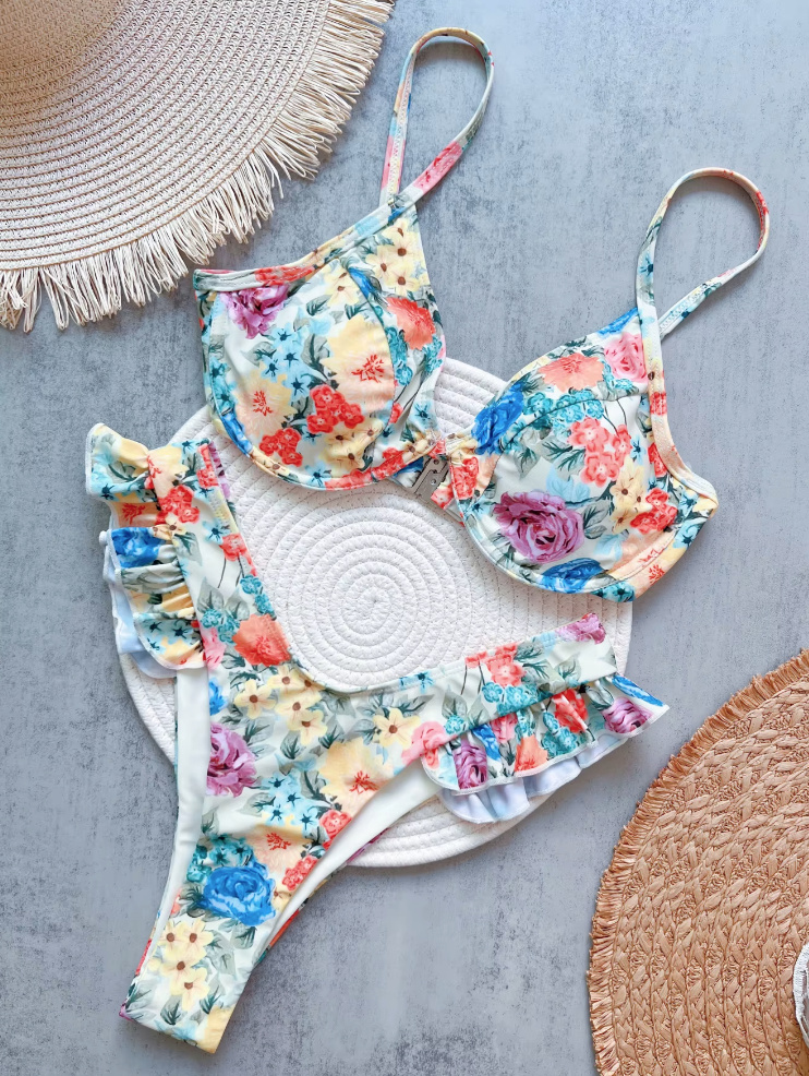 Blumen Triangle Push Up Bikini 2025 Vlinda