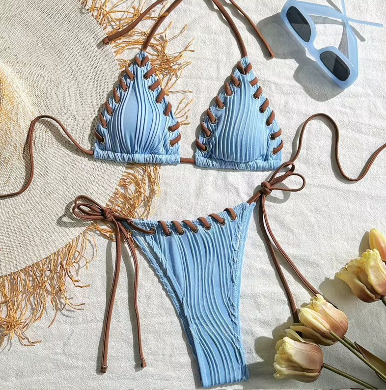 Brasilianischer Halterneck Bikini 2025 Viveka Hellblau