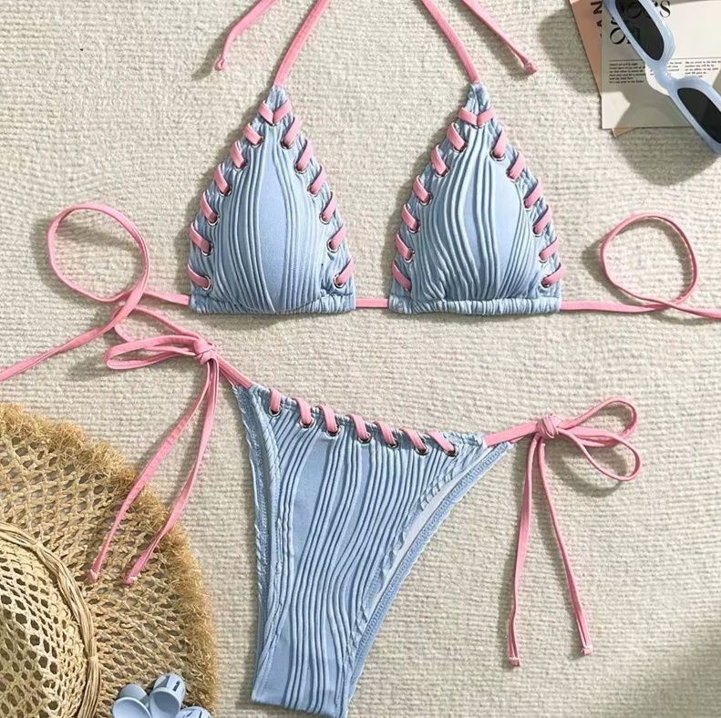 Brasilianischer Halterneck Bikini 2025 Viveka Himmelblau