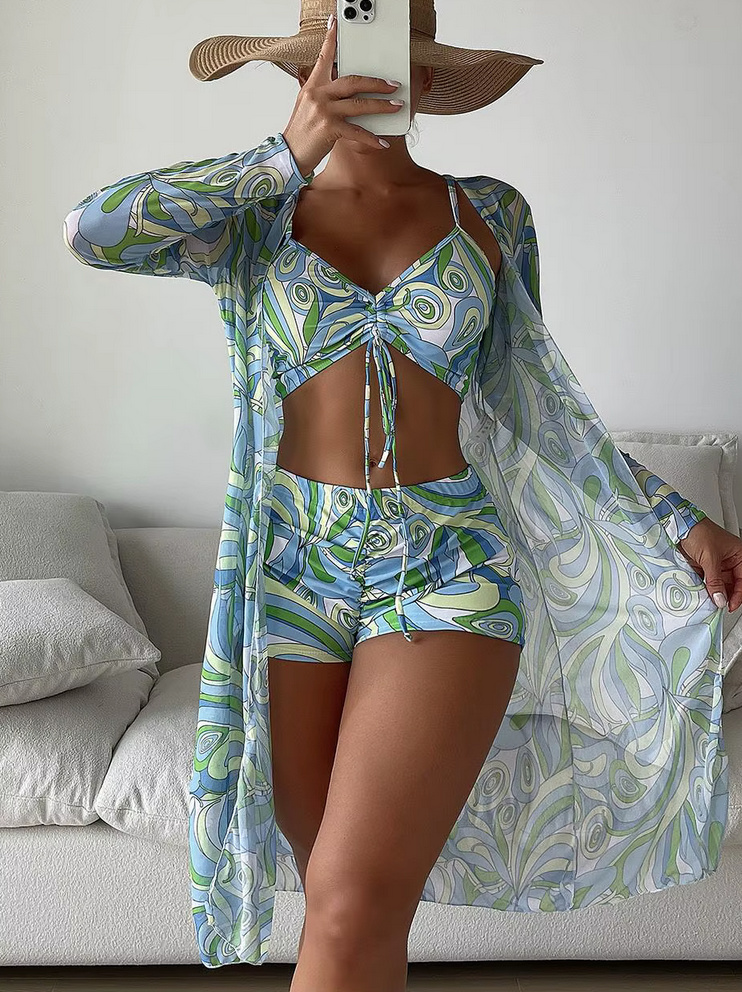 Hotpants Triangle Bikini 2025 Tanisha Dreiteilig mit Bluse im Set