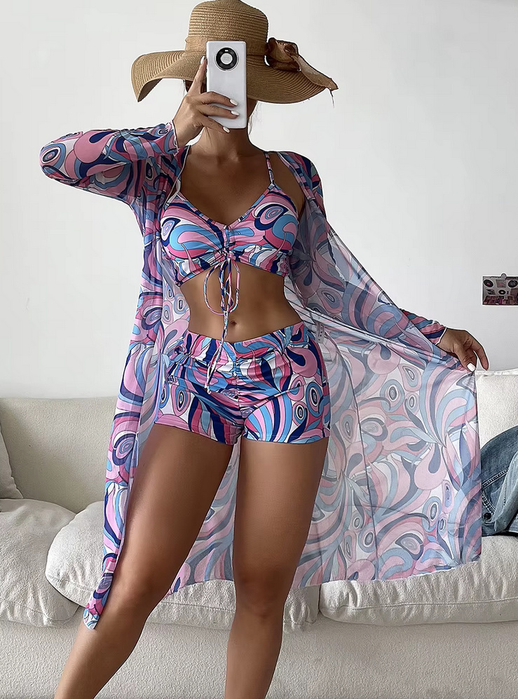 Hotpants Triangle Bikini 2025 Tereza Dreiteilig mit Bluse im Set