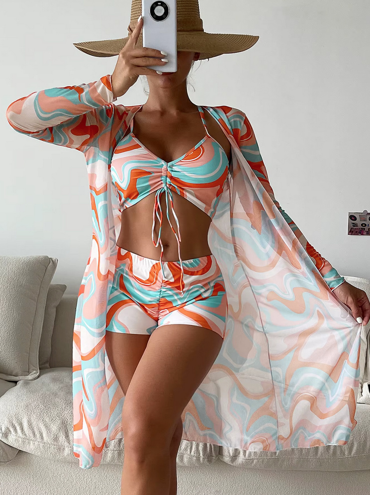 Hotpants Triangle Bikini 2025 Trixi Dreiteilig mit Bluse im Set