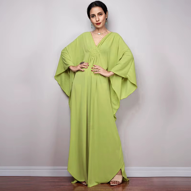 Maxi Sommer Strandkleid 2025 Tasha Mintgrün mit Fledermaus Ärmeln