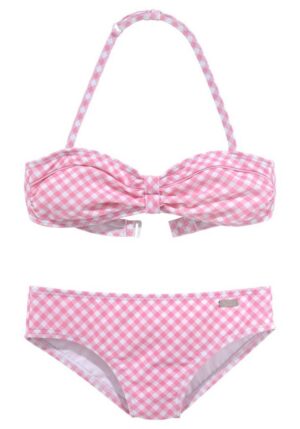 Buffalo Bandeau-Bikini Karo Kids mit unifarbenen Details