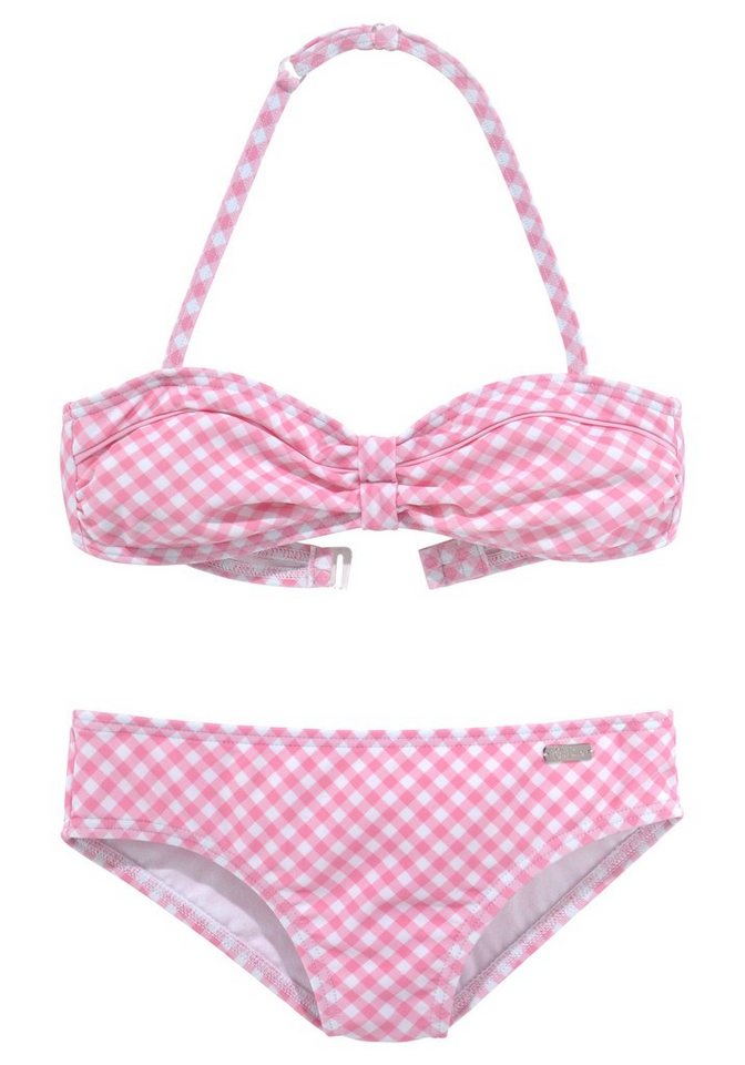 Buffalo Bandeau-Bikini Karo Kids mit unifarbenen Details